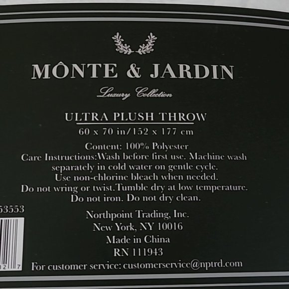 NWT Monte & Jardin Luxury Collection Ultra Plush Throw 60×70 Blanket - Picture 7 of 14